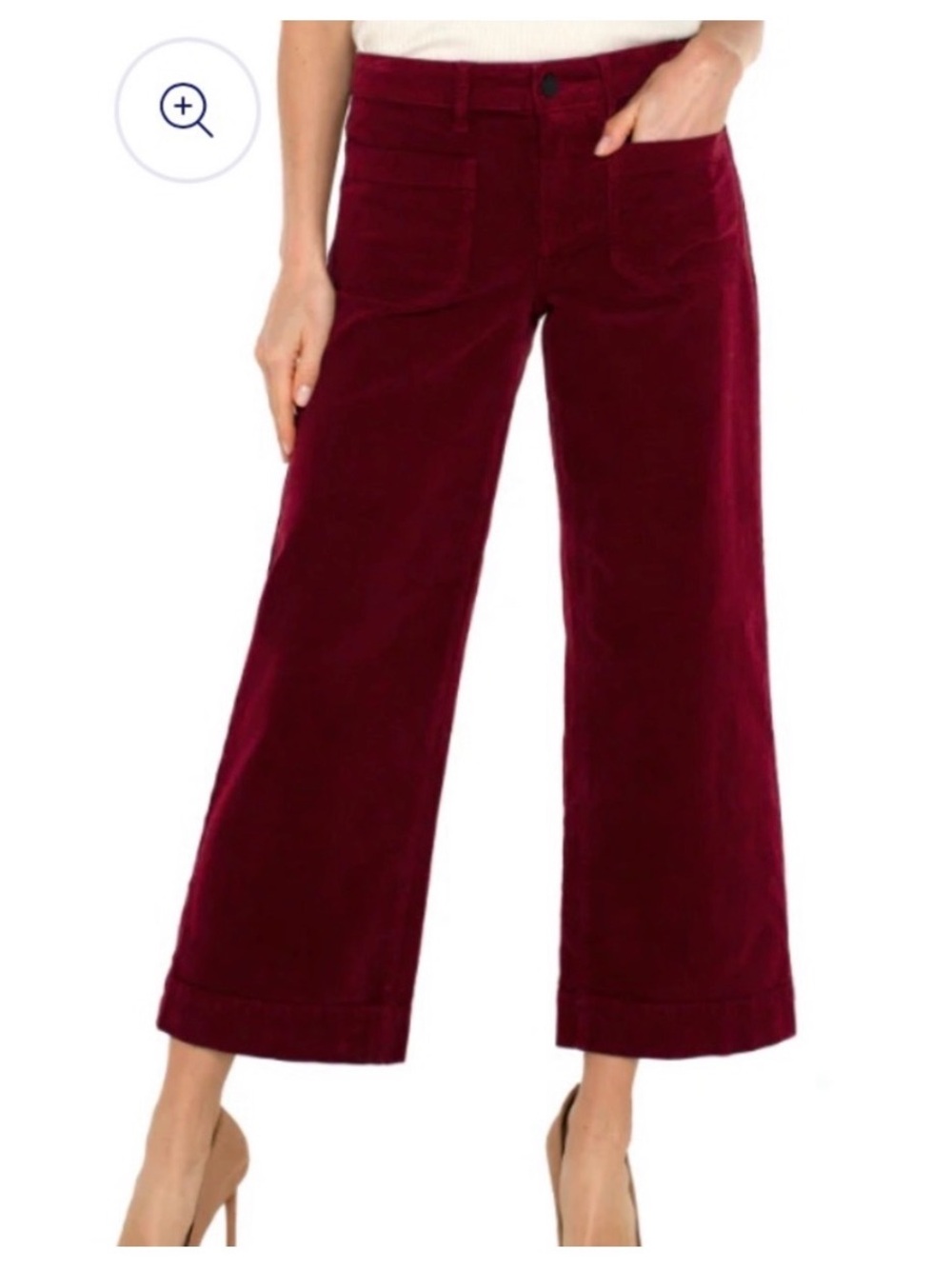 Liverpool Jeans Company Wide-Leg Corduroy Pants in Burgundy